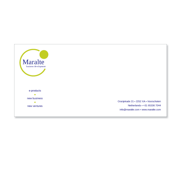 comlimentcard Maralte formaat: 210x100 mm